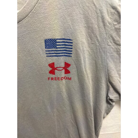 Under Armour Freedom Gray T-Shirt XL Cotton Blend Patriotic USA Flag Graphic Men - Picture 2 of 9